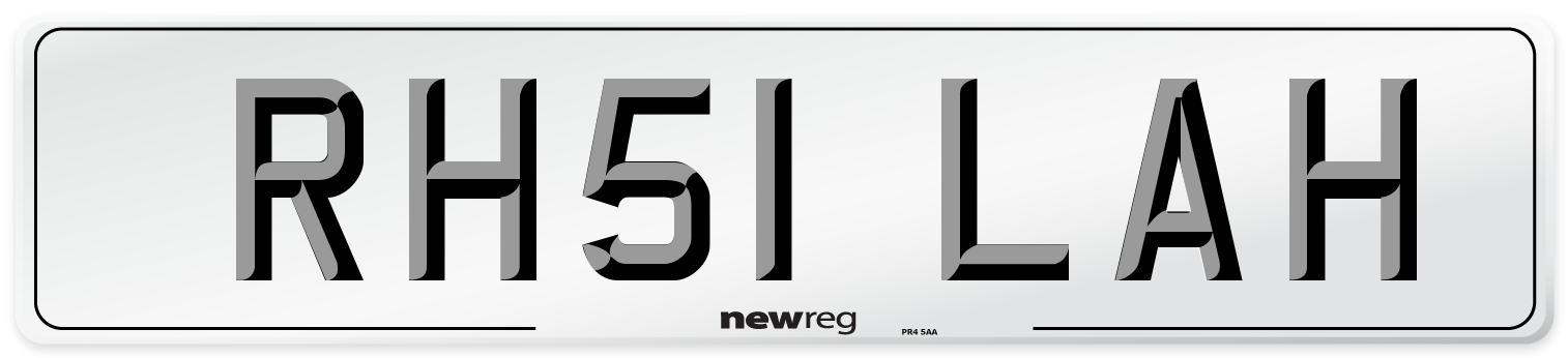 RH51 LAH Number Plate from New Reg